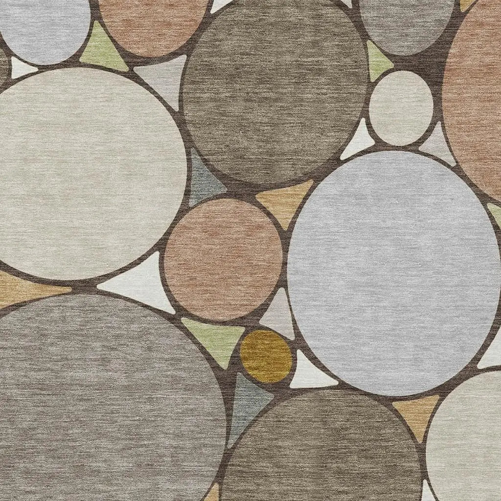 9' X 12' Taupe And Beige Geometric Washable Indoor Outdoor Area Rug Homeroots Outdoor