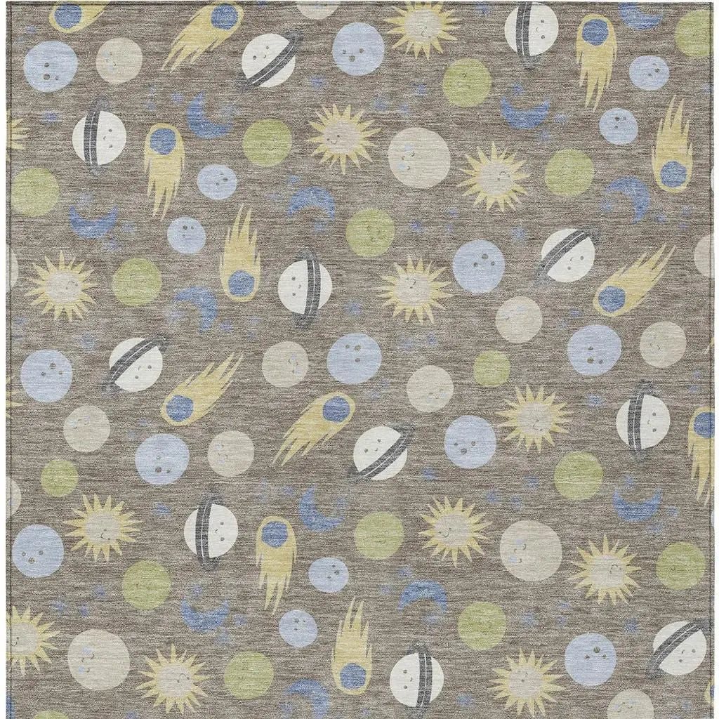 9' X 12' Taupe And Beige Geometric Washable Indoor Outdoor Area Rug Homeroots Outdoor