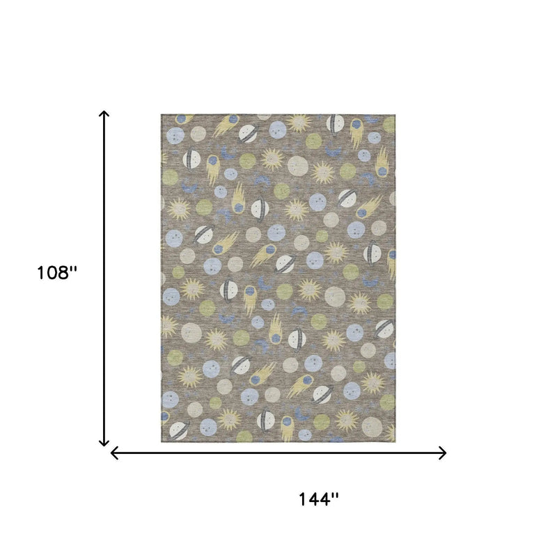 9' X 12' Taupe And Beige Geometric Washable Indoor Outdoor Area Rug Homeroots Outdoor