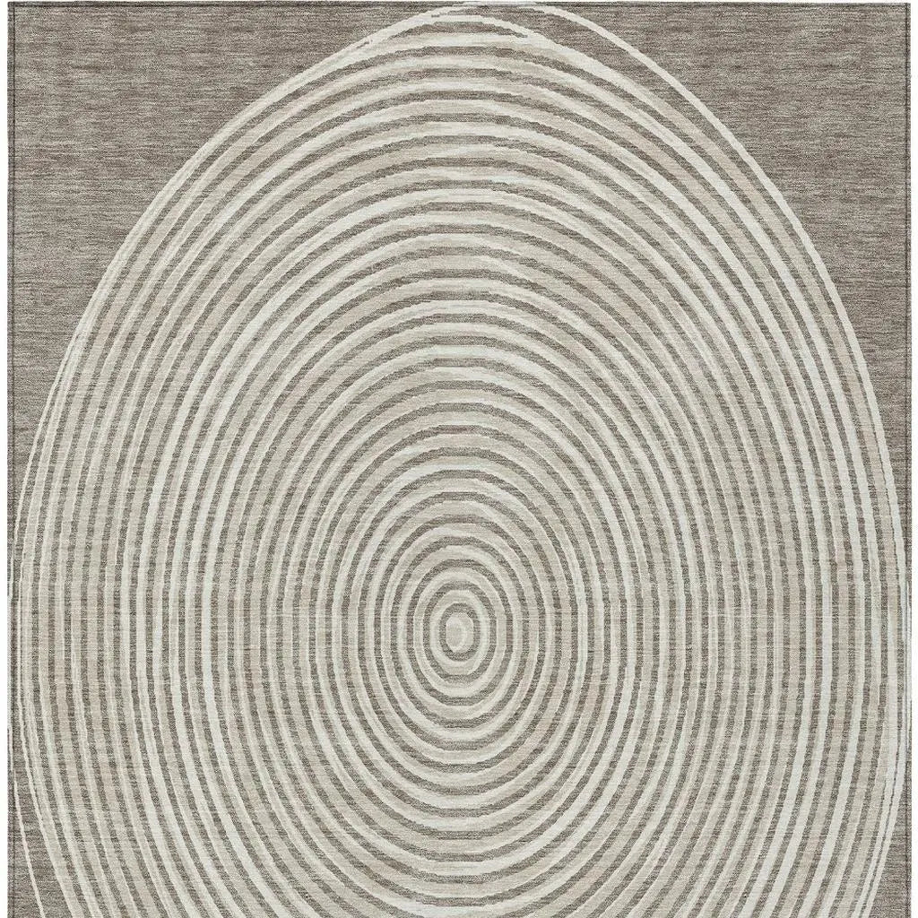 9' X 12' Taupe And Beige Geometric Washable Indoor Outdoor Area Rug Homeroots Outdoor