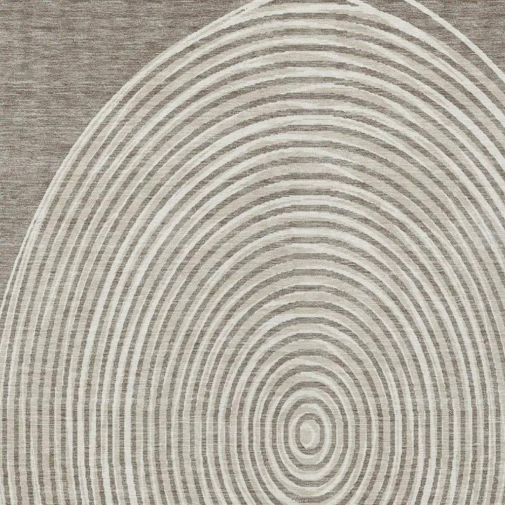 9' X 12' Taupe And Beige Geometric Washable Indoor Outdoor Area Rug Homeroots Outdoor