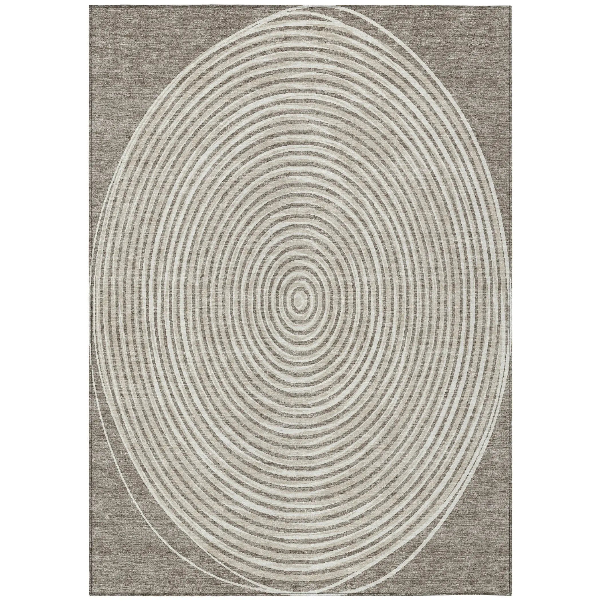 9' X 12' Taupe And Beige Geometric Washable Indoor Outdoor Area Rug Homeroots Outdoor