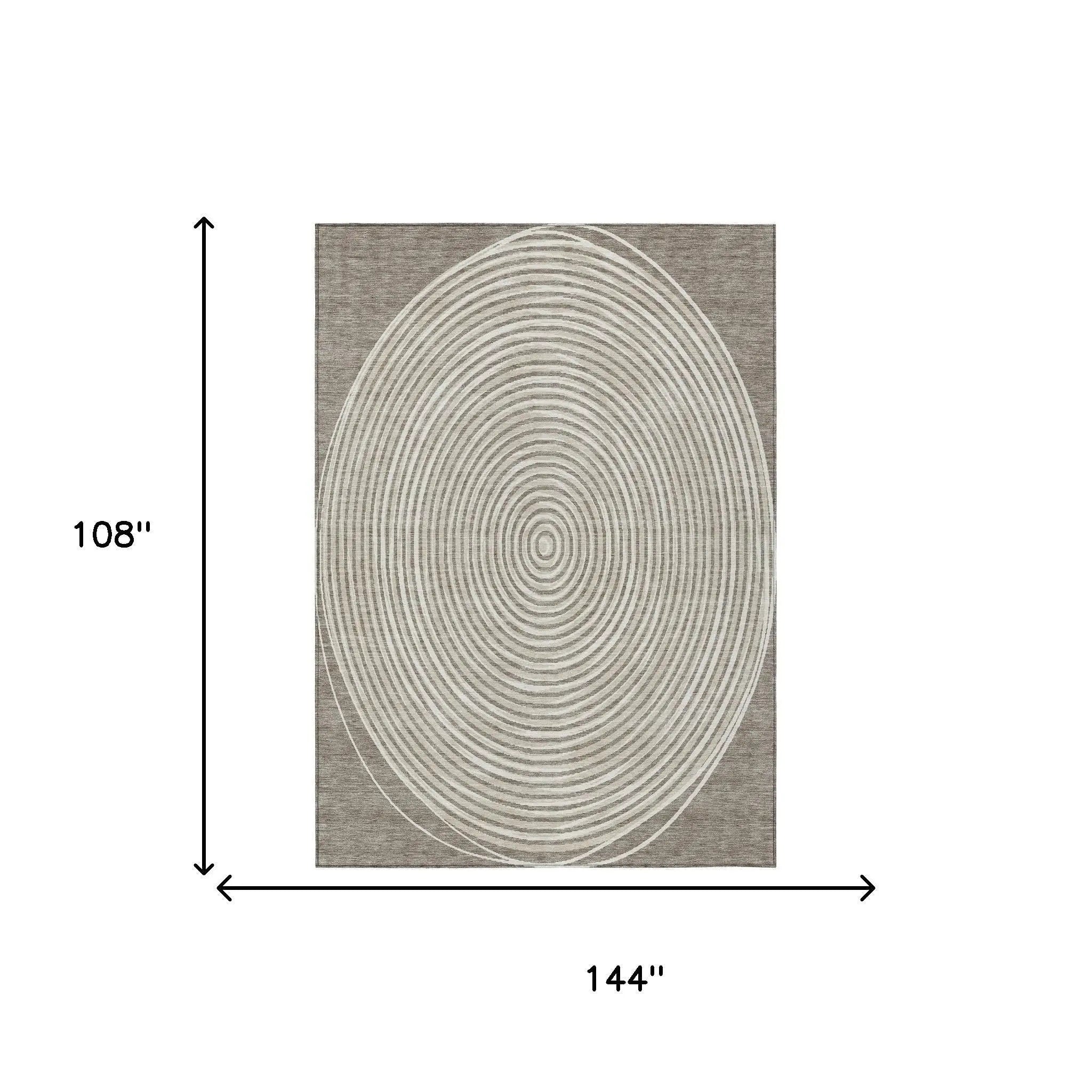 9' X 12' Taupe And Beige Geometric Washable Indoor Outdoor Area Rug Homeroots Outdoor
