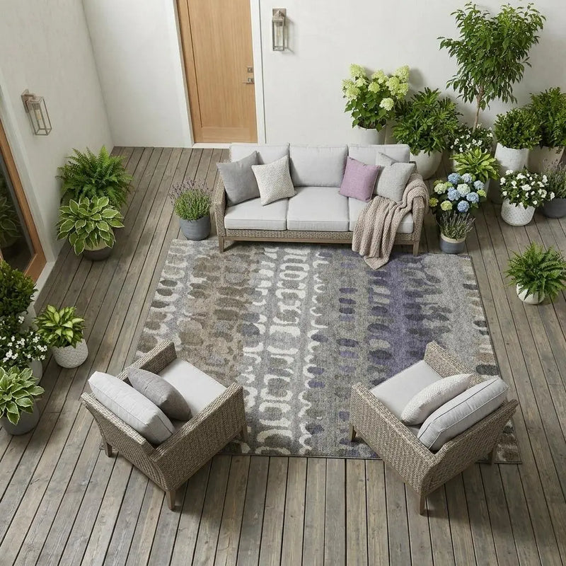9' X 12' Taupe And Beige Geometric Washable Indoor Outdoor Area Rug Homeroots Outdoor