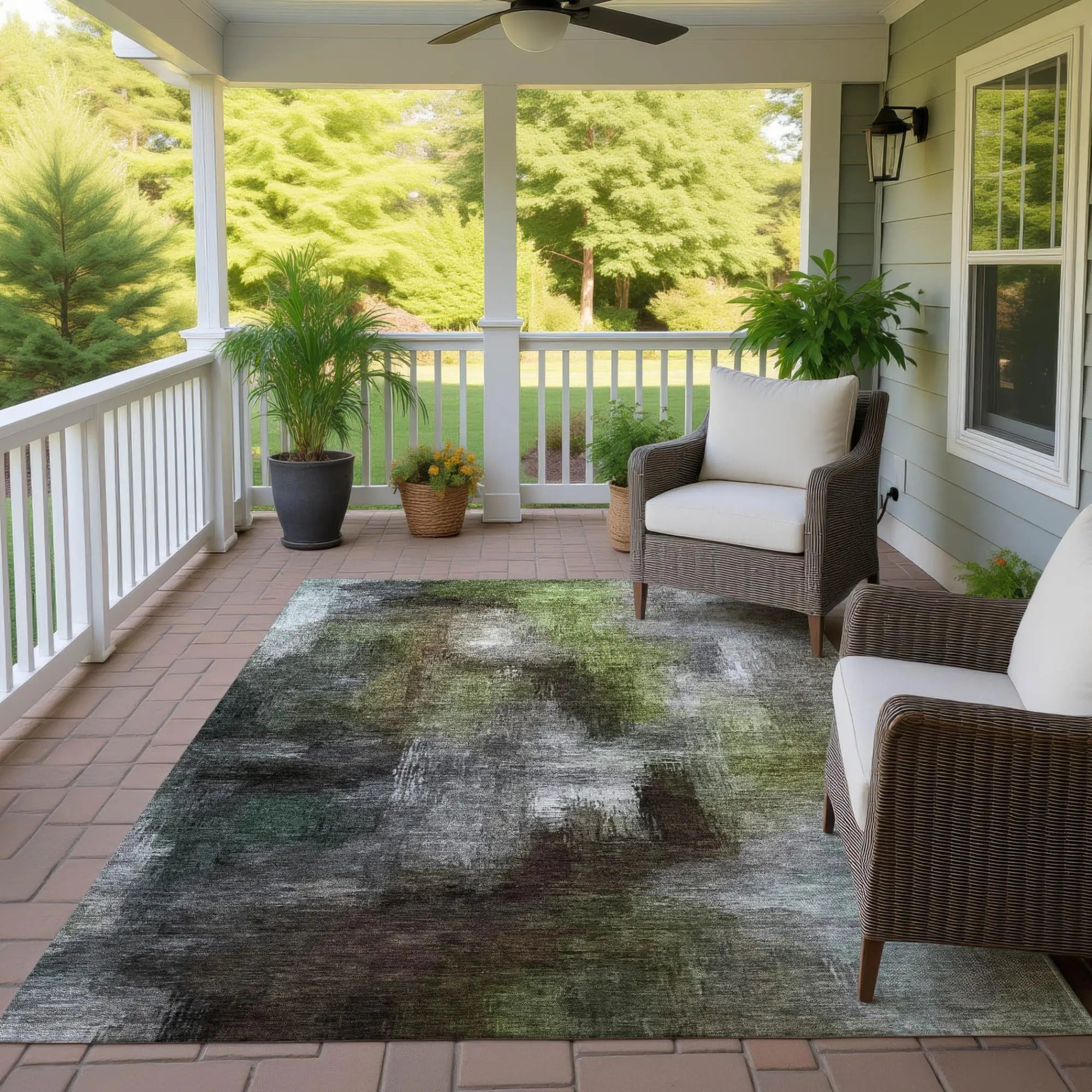 9' X 12' Taupe And Brown Abstract Washable Indoor Outdoor Area Rug Homeroots Outdoor