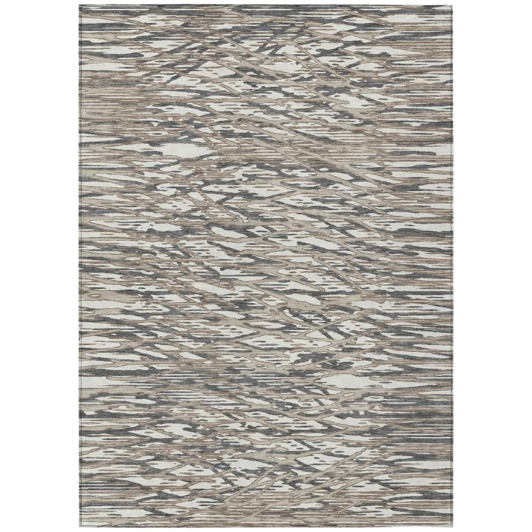 9' X 12' Taupe And Brown Abstract Washable Indoor Outdoor Area Rug Homeroots Outdoor
