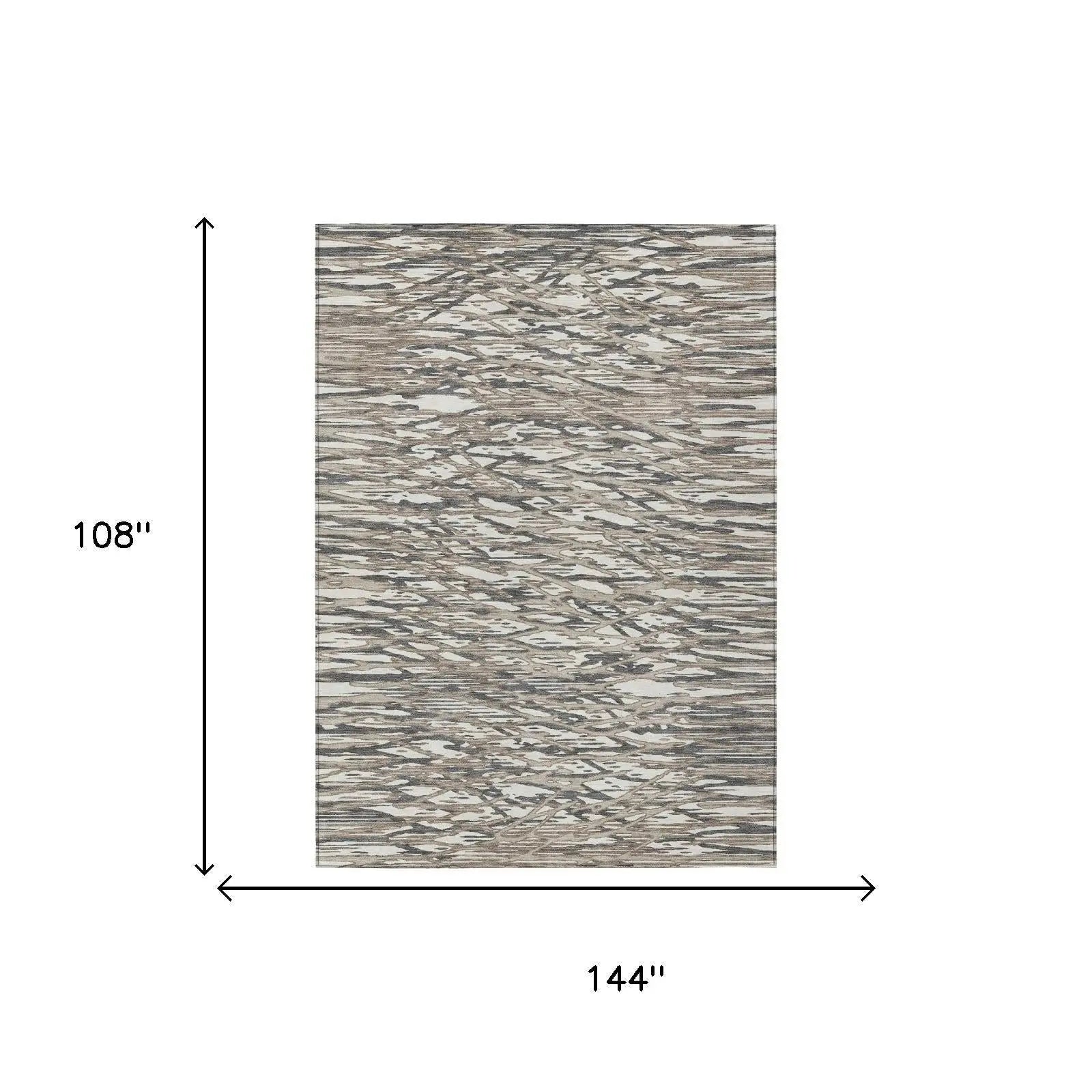 9' X 12' Taupe And Brown Abstract Washable Indoor Outdoor Area Rug Homeroots Outdoor
