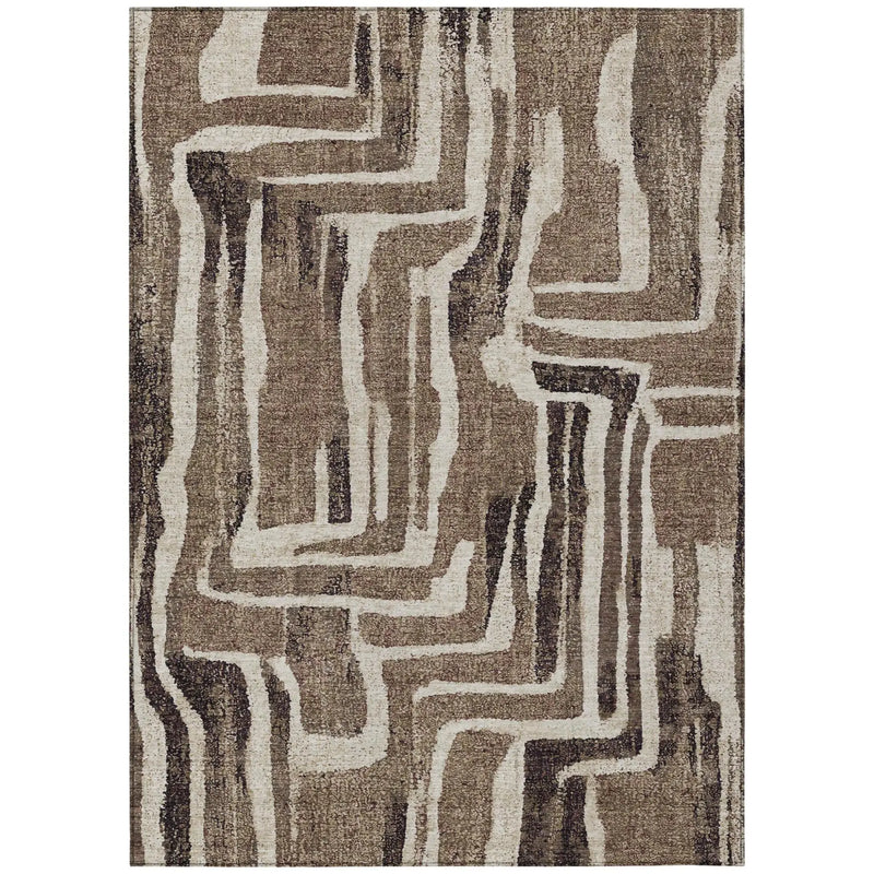 9' X 12' Taupe And Brown Abstract Washable Indoor Outdoor Area Rug Homeroots Outdoor
