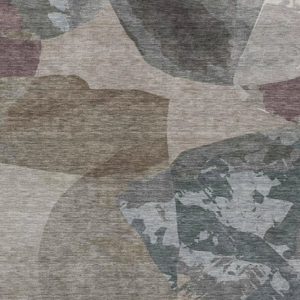 9' X 12' Taupe And Brown Abstract Washable Indoor Outdoor Area Rug Homeroots Outdoor