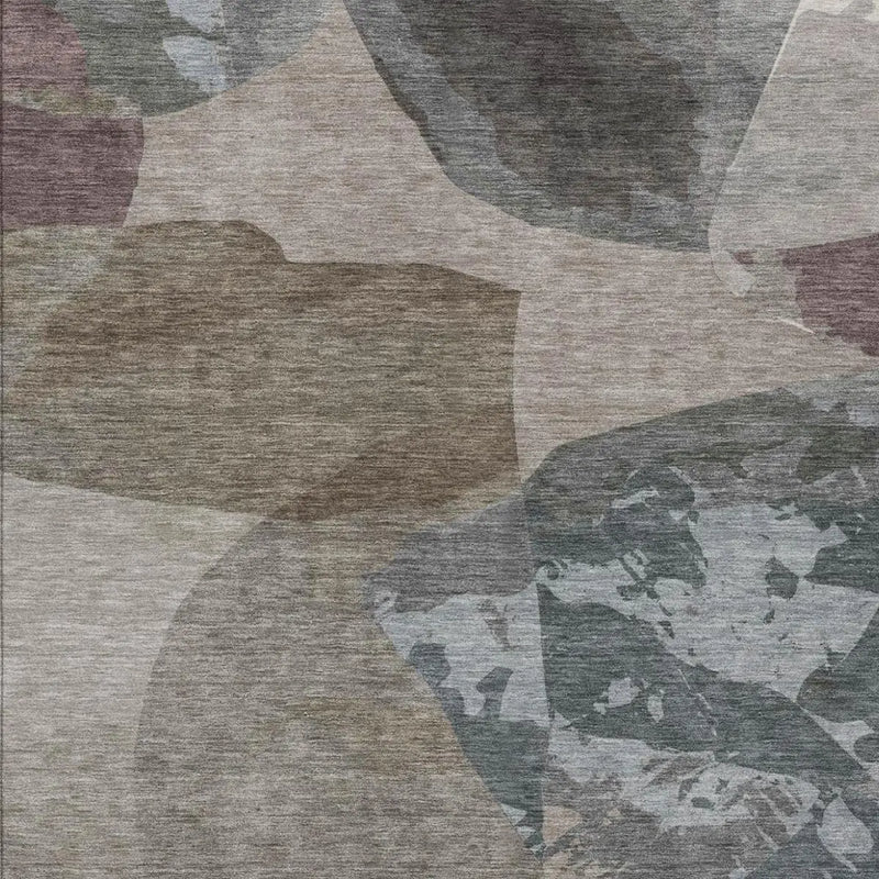 9' X 12' Taupe And Brown Abstract Washable Indoor Outdoor Area Rug Homeroots Outdoor