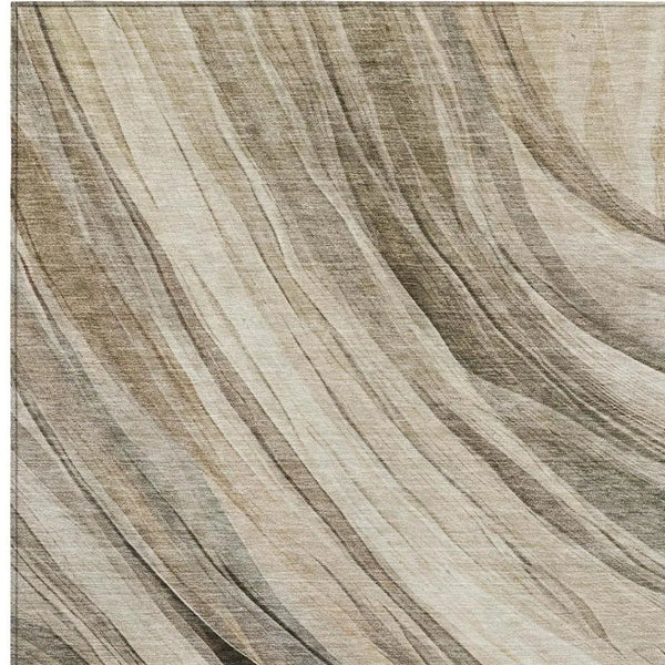 9' X 12' Taupe And Brown Abstract Washable Indoor Outdoor Area Rug Homeroots Outdoor