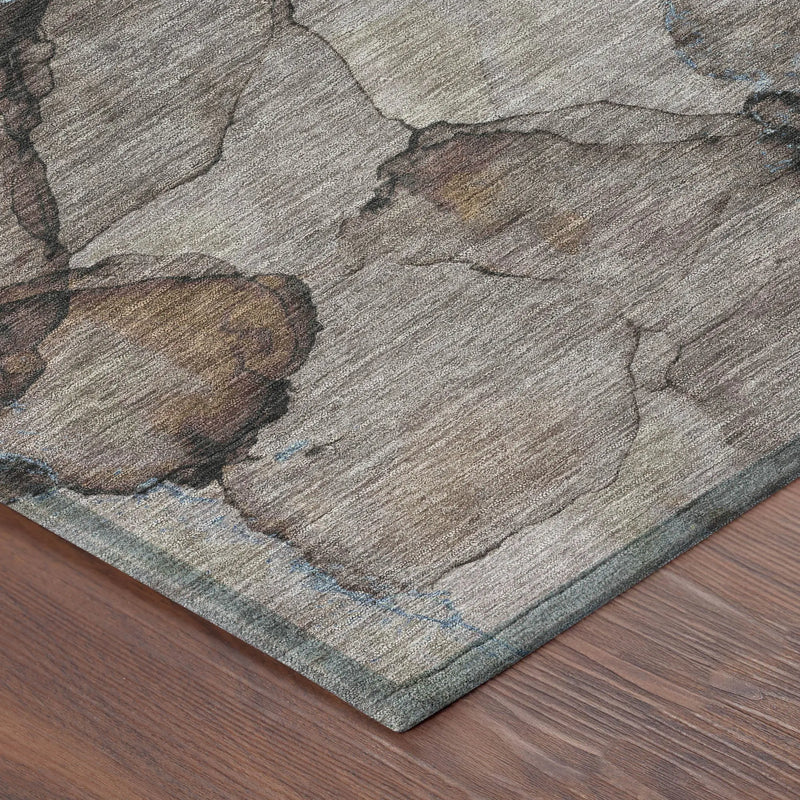 9' X 12' Taupe And Brown Abstract Washable Indoor Outdoor Area Rug Homeroots Outdoor
