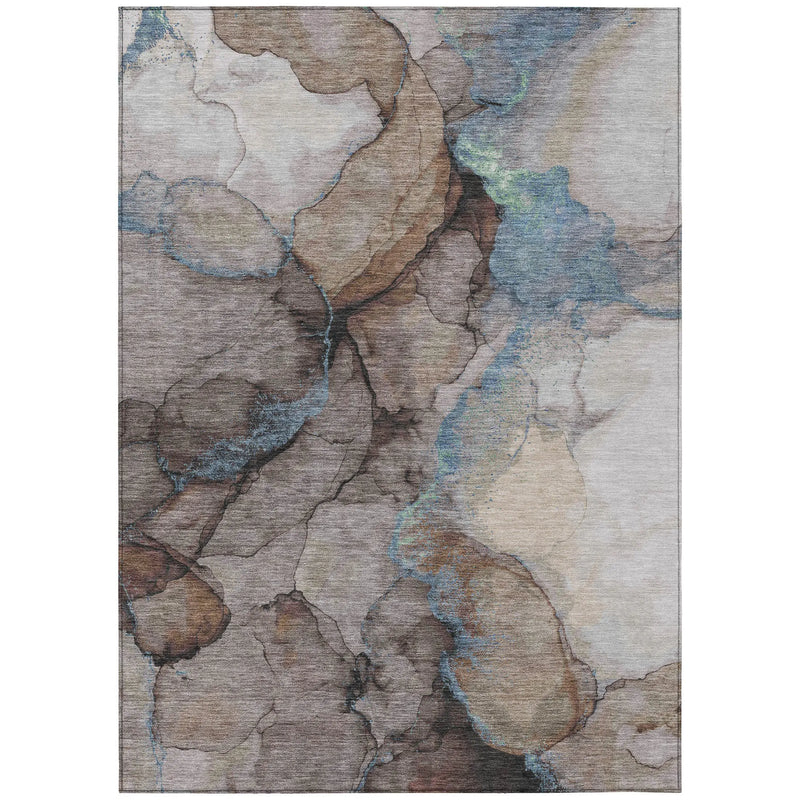 9' X 12' Taupe And Brown Abstract Washable Indoor Outdoor Area Rug Homeroots Outdoor