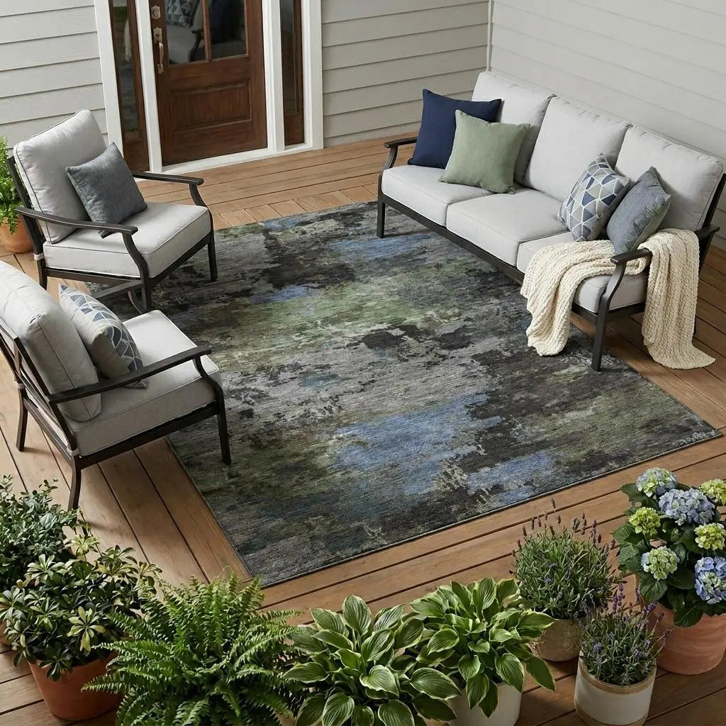 9' X 12' Taupe And Brown Abstract Washable Indoor Outdoor Area Rug Homeroots Outdoor