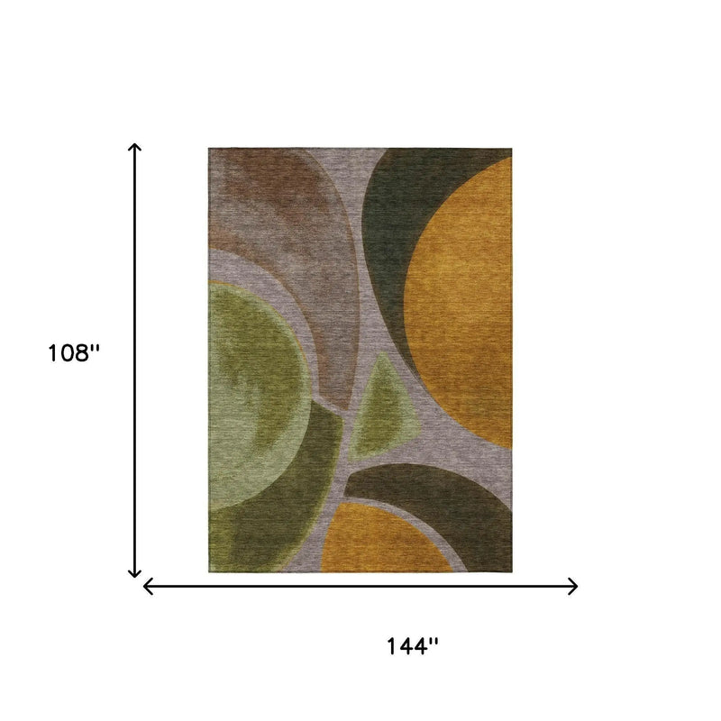 9' X 12' Taupe And Brown Abstract Washable Indoor Outdoor Area Rug Homeroots Outdoor