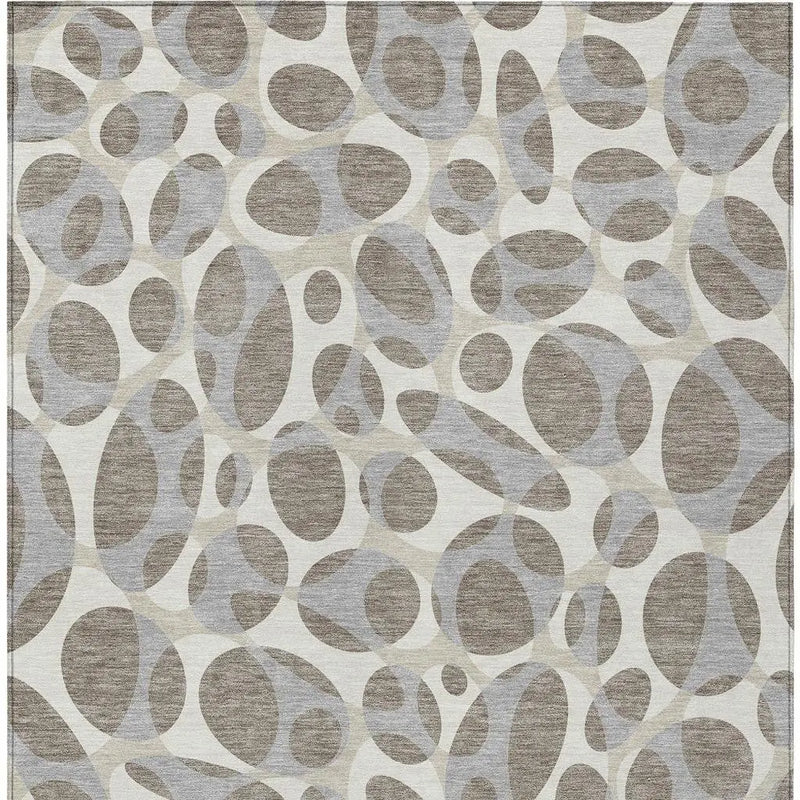 9' X 12' Taupe And Brown Abstract Washable Indoor Outdoor Area Rug Homeroots Outdoor