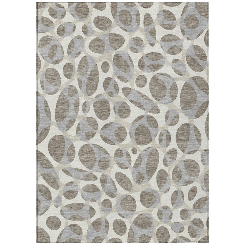 9' X 12' Taupe And Brown Abstract Washable Indoor Outdoor Area Rug Homeroots Outdoor
