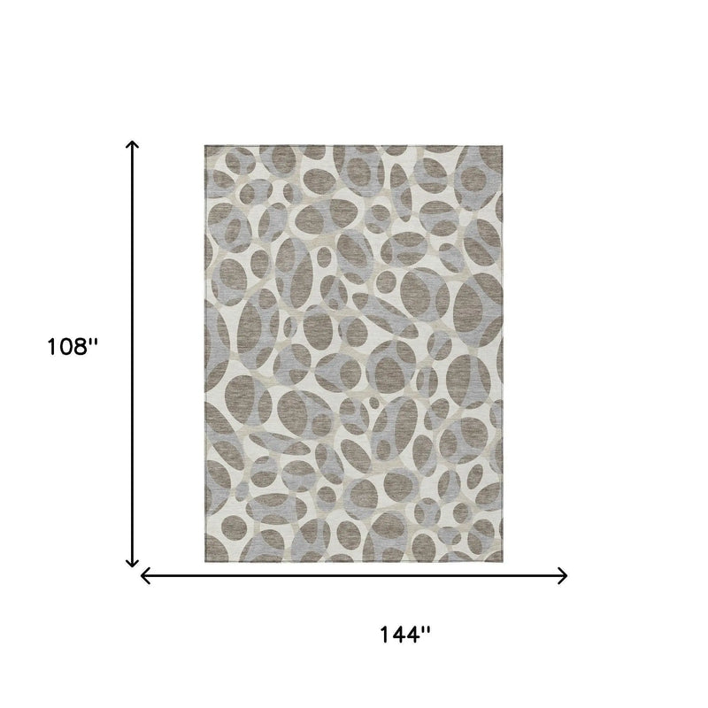 9' X 12' Taupe And Brown Abstract Washable Indoor Outdoor Area Rug Homeroots Outdoor