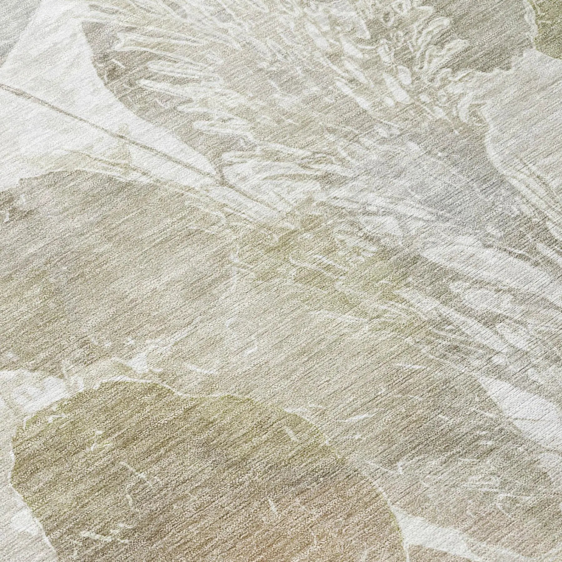 9' X 12' Taupe And Brown Botanical Leaves Washable Indoor Outdoor Area Rug Homeroots Outdoor