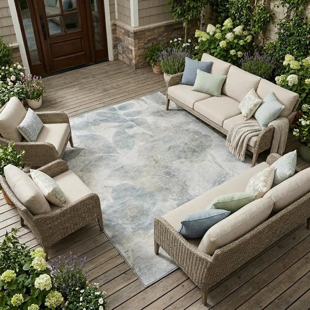 9' X 12' Taupe And Brown Floral Washable Indoor Outdoor Area Rug Homeroots Outdoor