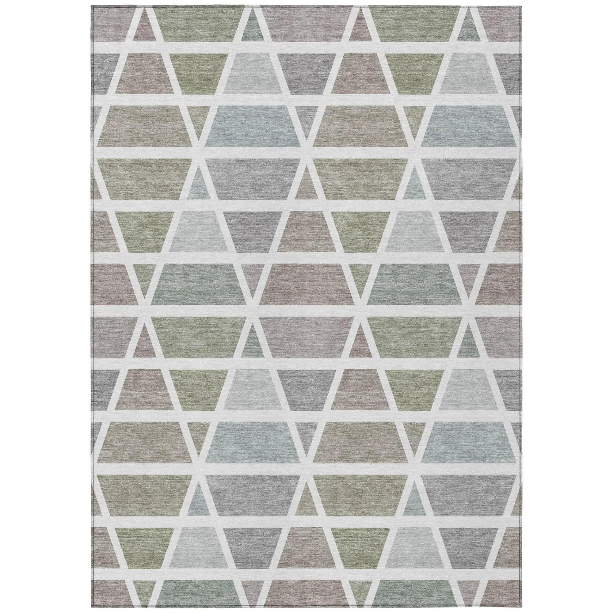 9' X 12' Taupe And Brown Geometric Washable Indoor Outdoor Area Rug Homeroots Outdoor