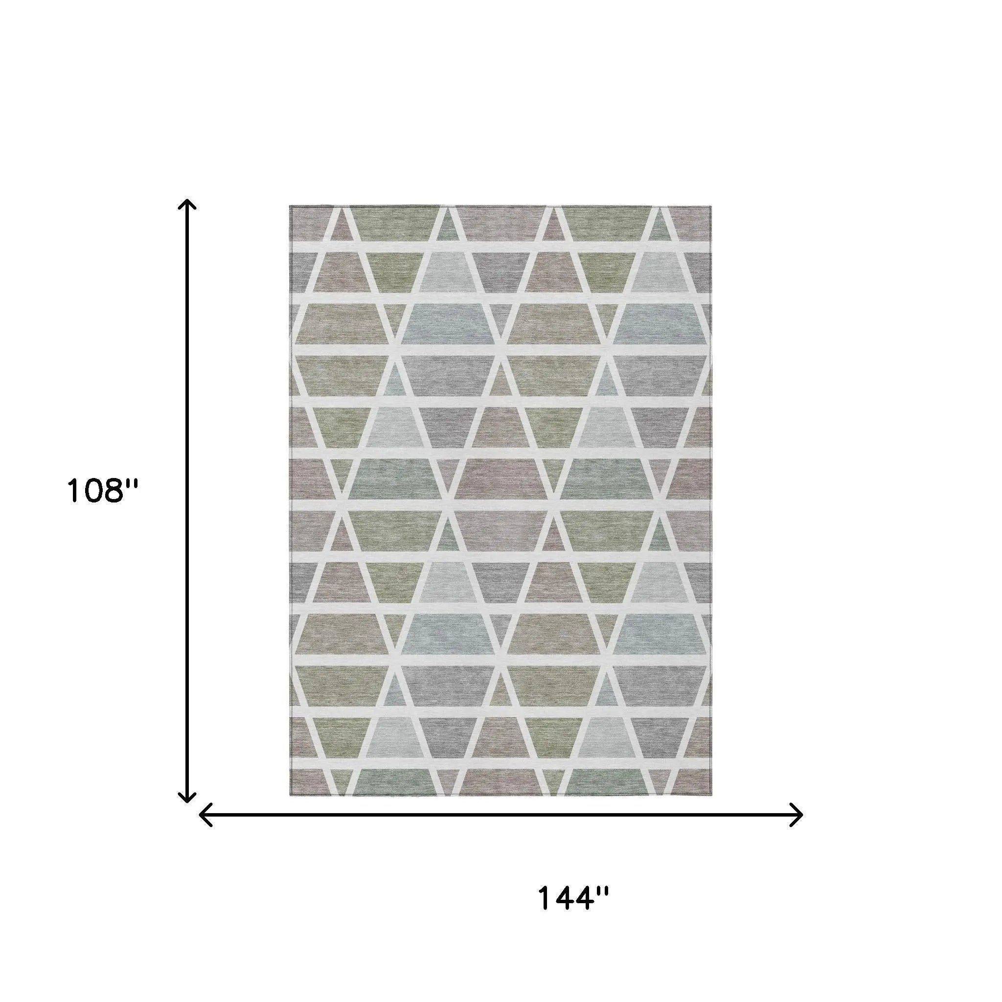 9' X 12' Taupe And Brown Geometric Washable Indoor Outdoor Area Rug Homeroots Outdoor