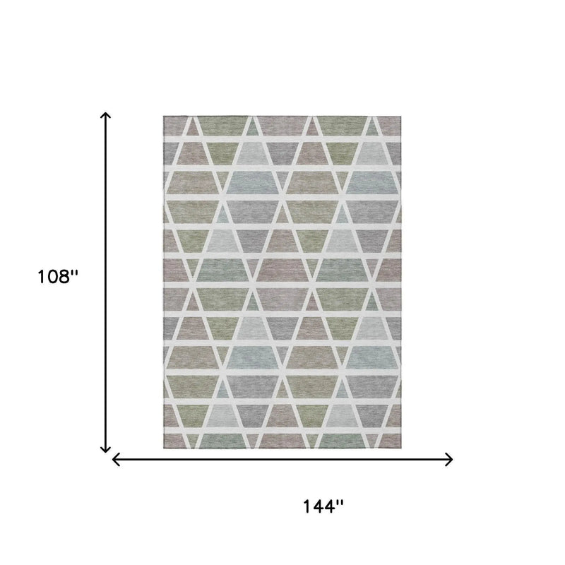 9' X 12' Taupe And Brown Geometric Washable Indoor Outdoor Area Rug Homeroots Outdoor