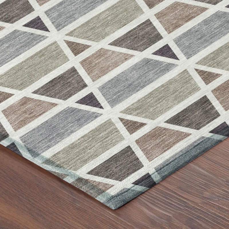 9' X 12' Taupe And Brown Geometric Washable Indoor Outdoor Area Rug Homeroots Outdoor