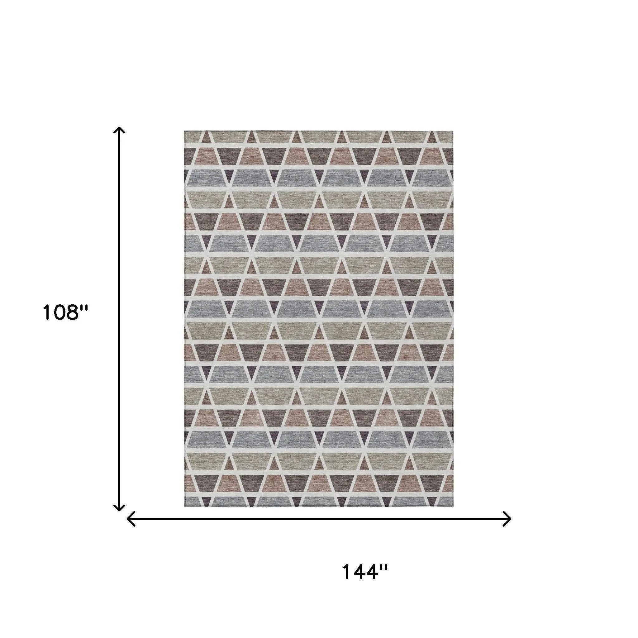 9' X 12' Taupe And Brown Geometric Washable Indoor Outdoor Area Rug Homeroots Outdoor