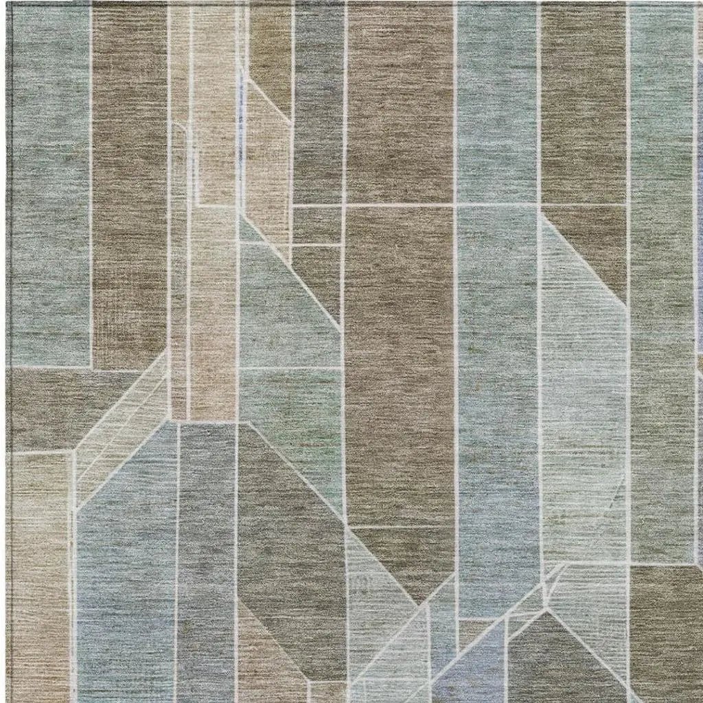 9' X 12' Taupe And Brown Geometric Washable Indoor Outdoor Area Rug Homeroots Outdoor