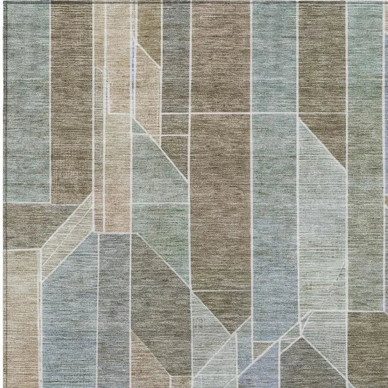 9' X 12' Taupe And Brown Geometric Washable Indoor Outdoor Area Rug Homeroots Outdoor