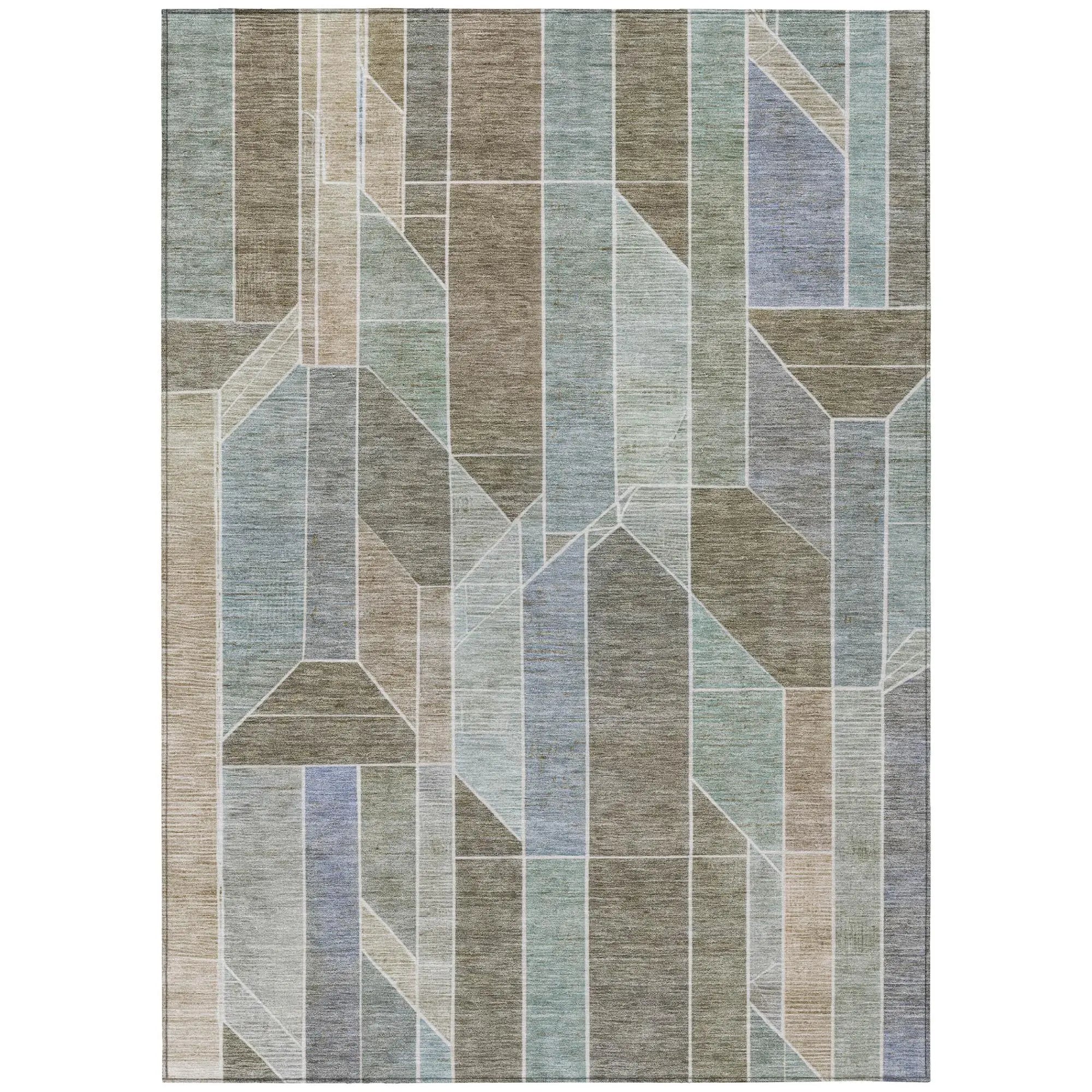9' X 12' Taupe And Brown Geometric Washable Indoor Outdoor Area Rug Homeroots Outdoor