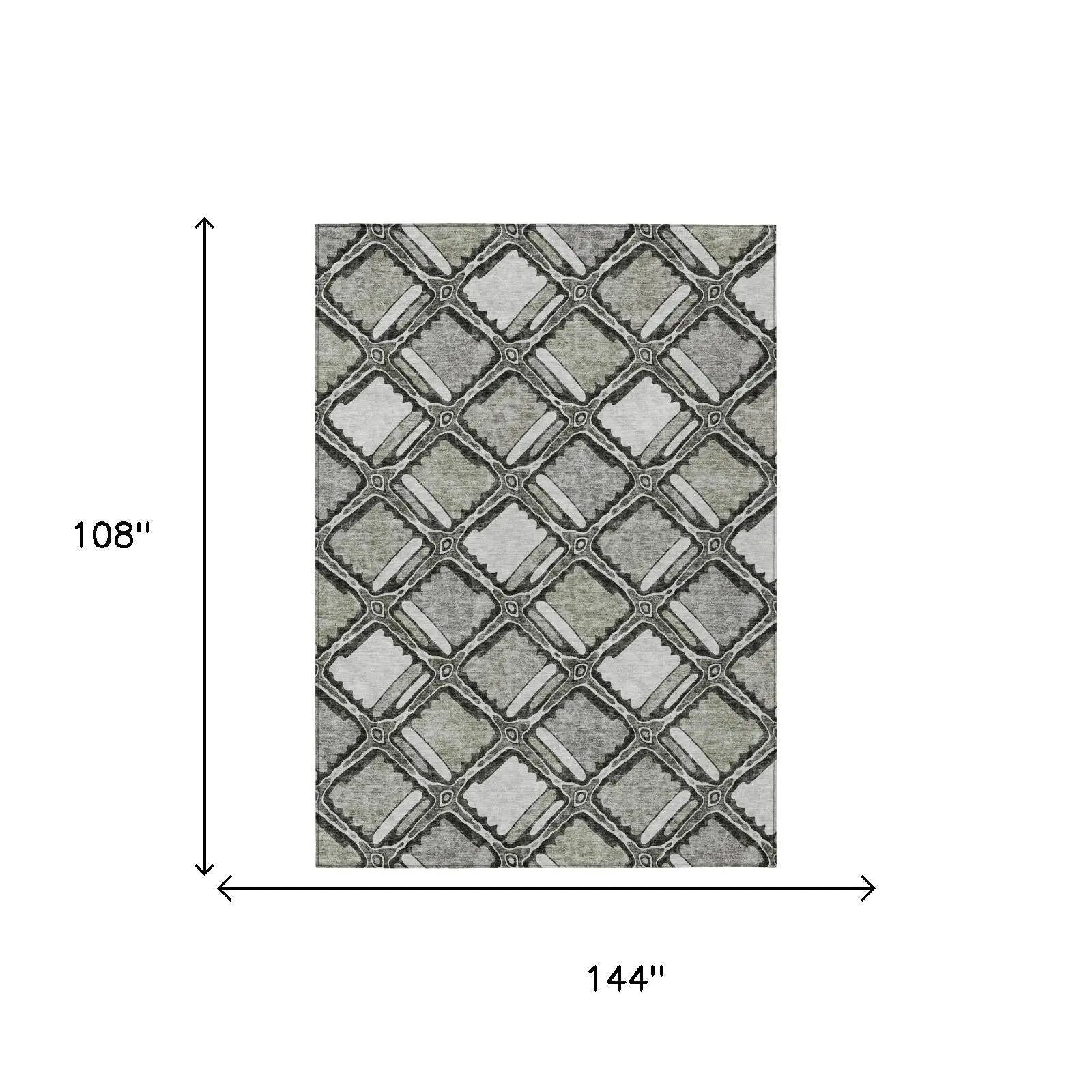 9' X 12' Taupe And Brown Geometric Washable Indoor Outdoor Area Rug Homeroots Outdoor