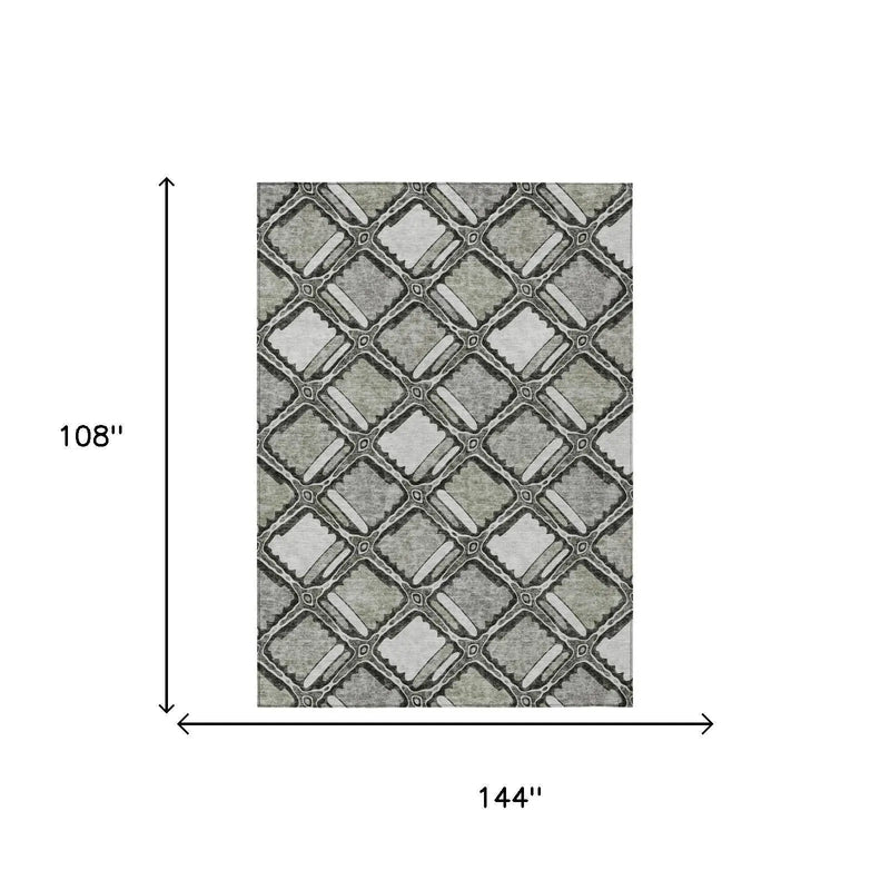 9' X 12' Taupe And Brown Geometric Washable Indoor Outdoor Area Rug Homeroots Outdoor