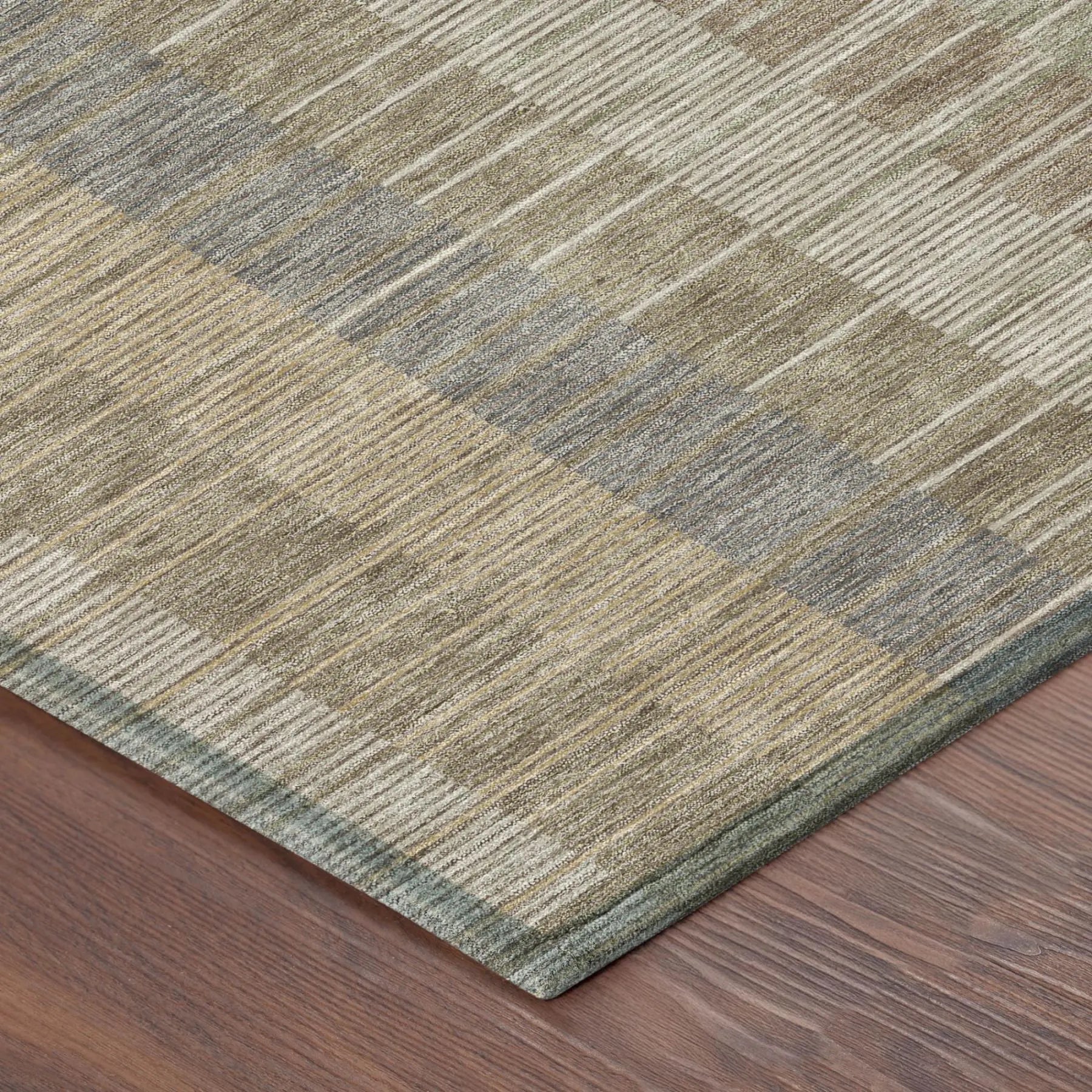 9' X 12' Taupe And Brown Striped Washable Indoor Outdoor Area Rug Homeroots Outdoor