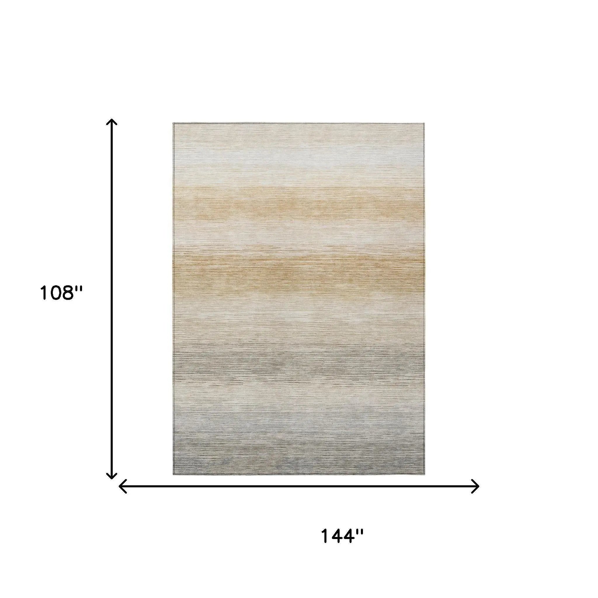 9' X 12' Taupe And Brown Striped Washable Indoor Outdoor Area Rug Homeroots Outdoor