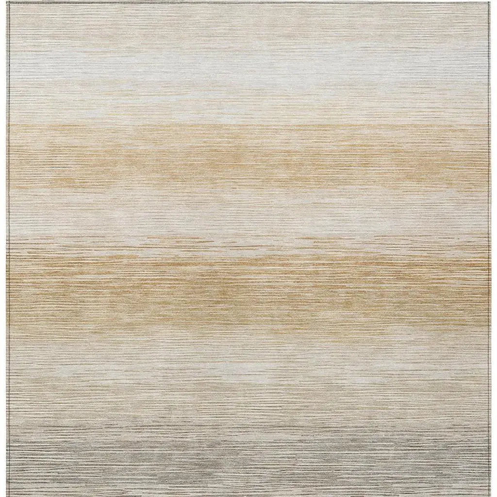 9' X 12' Taupe And Brown Striped Washable Indoor Outdoor Area Rug Homeroots Outdoor