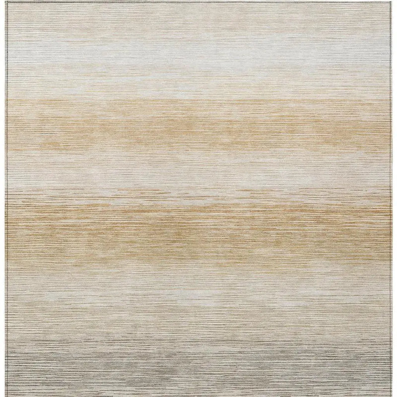9' X 12' Taupe And Brown Striped Washable Indoor Outdoor Area Rug Homeroots Outdoor