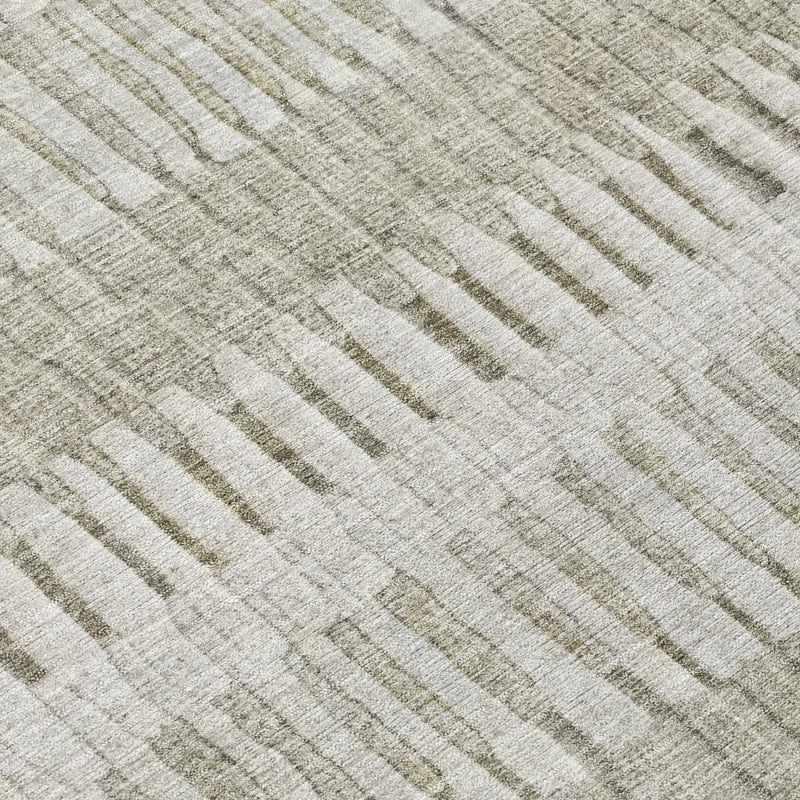 9' X 12' Taupe And Brown Striped Washable Indoor Outdoor Area Rug Homeroots Outdoor