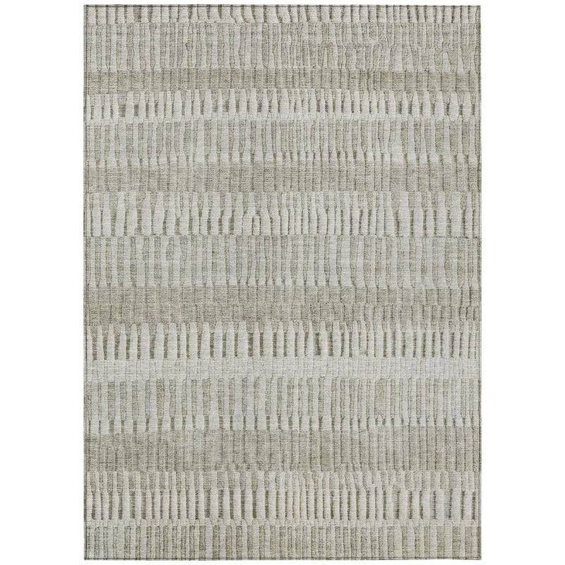 9' X 12' Taupe And Brown Striped Washable Indoor Outdoor Area Rug Homeroots Outdoor