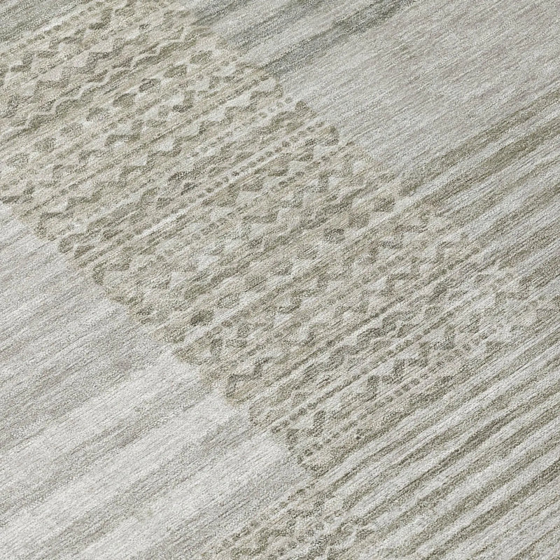 9' X 12' Taupe And Brown Striped Washable Indoor Outdoor Area Rug Homeroots Outdoor