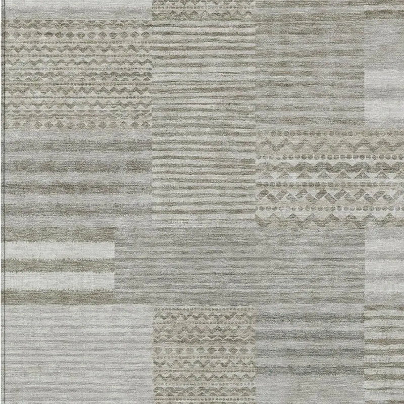 9' X 12' Taupe And Brown Striped Washable Indoor Outdoor Area Rug Homeroots Outdoor