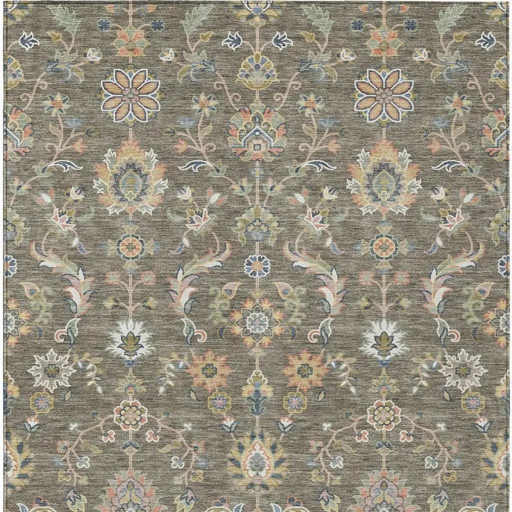 9' X 12' Taupe And Denim Blue Abstract Washable Indoor Outdoor Area Rug Homeroots Outdoor
