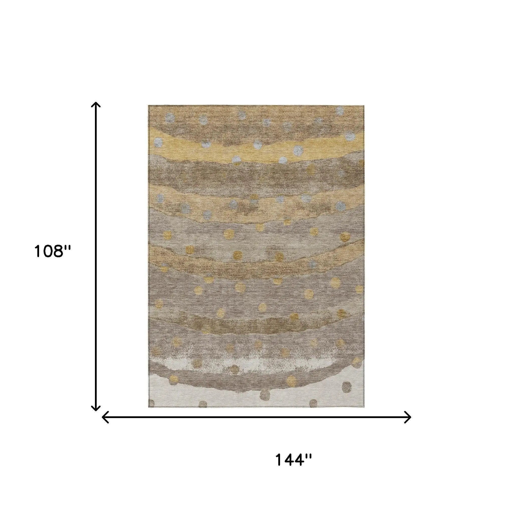 9' X 12' Taupe And Gold Striped Washable Indoor Outdoor Area Rug Homeroots Outdoor