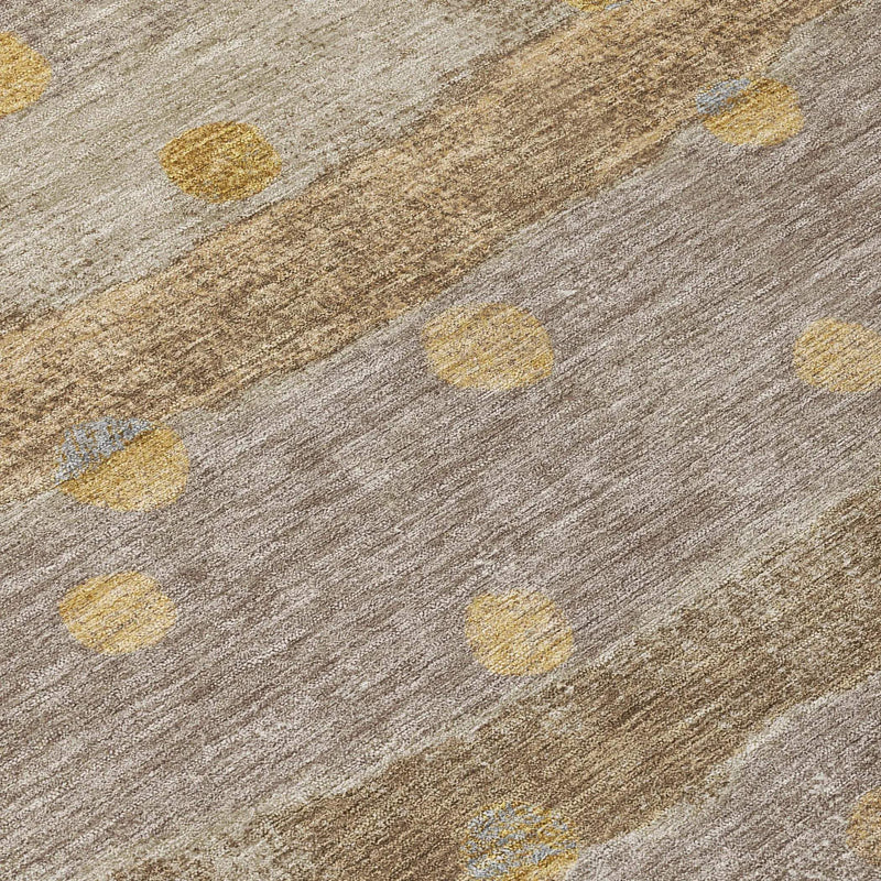 9' X 12' Taupe And Gold Striped Washable Indoor Outdoor Area Rug Homeroots Outdoor
