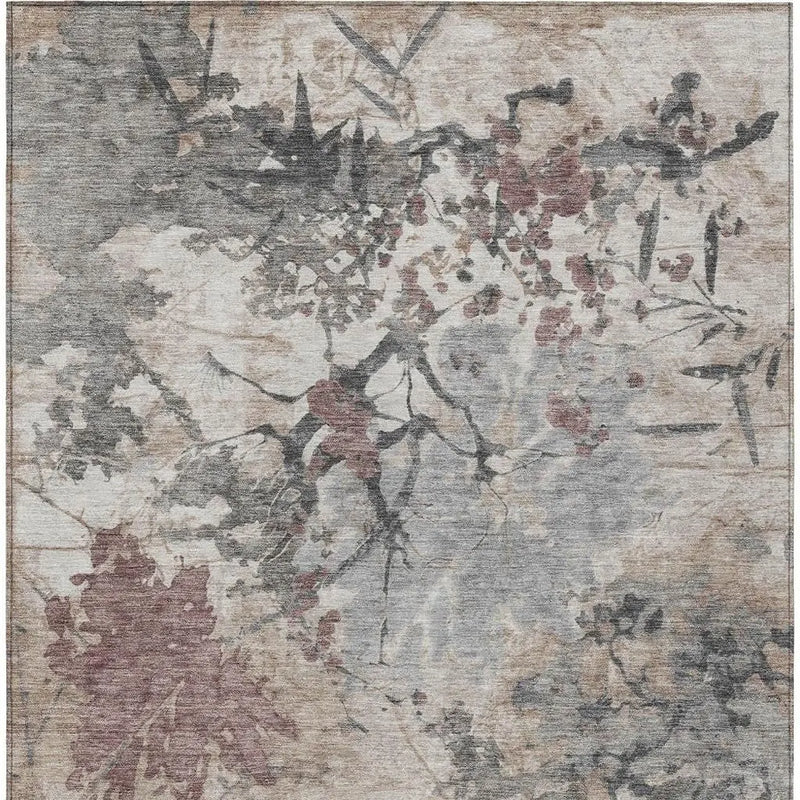 9' X 12' Taupe And Green Abstract Washable Indoor Outdoor Area Rug Homeroots Outdoor