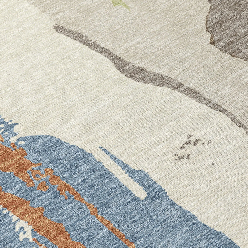 9' X 12' Taupe And Ivory Abstract Washable Indoor Outdoor Area Rug Homeroots Outdoor