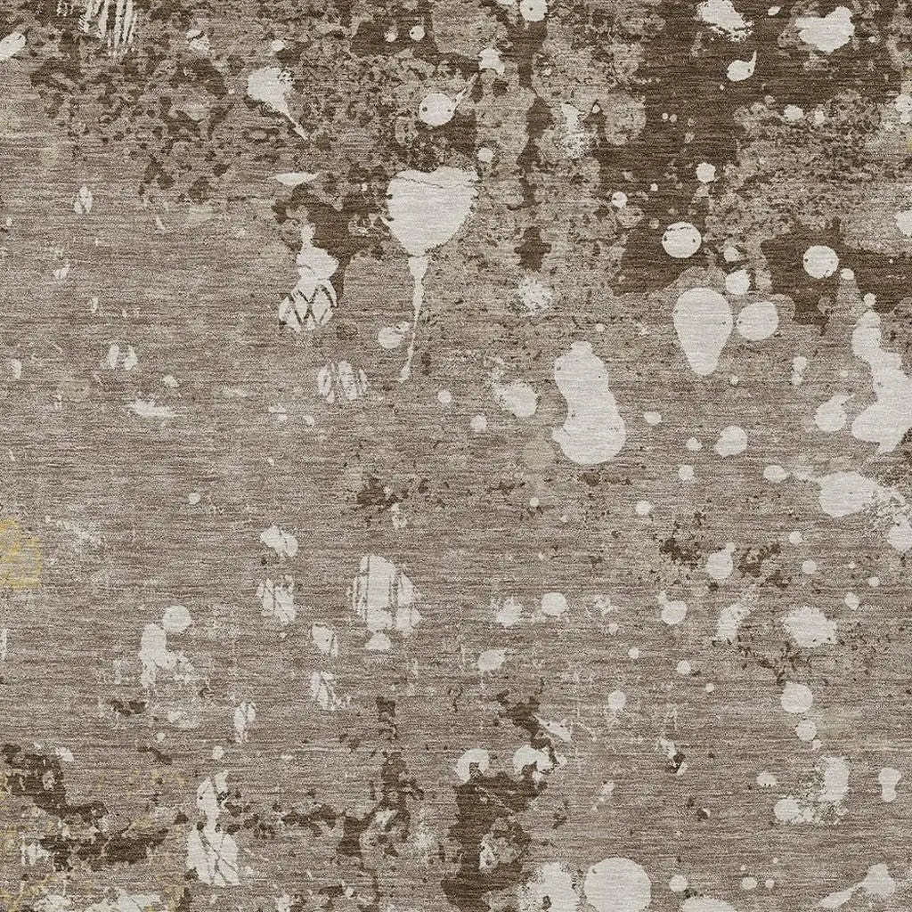 9' X 12' Taupe And Ivory Abstract Washable Indoor Outdoor Area Rug Homeroots Outdoor