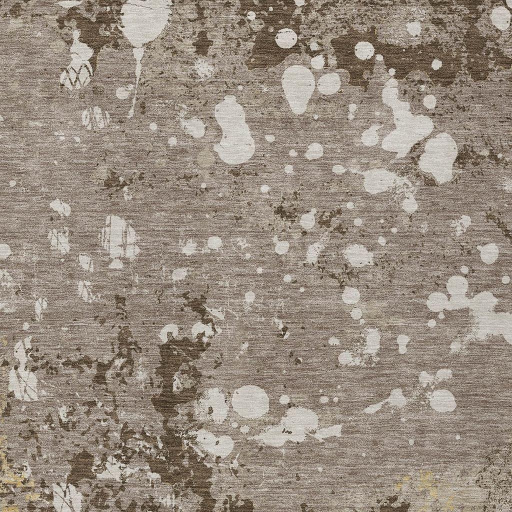 9' X 12' Taupe And Ivory Abstract Washable Indoor Outdoor Area Rug Homeroots Outdoor