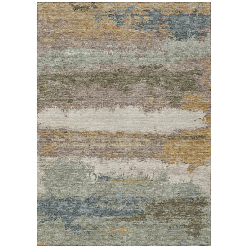 9' X 12' Taupe And Ivory Abstract Washable Indoor Outdoor Area Rug Homeroots Outdoor